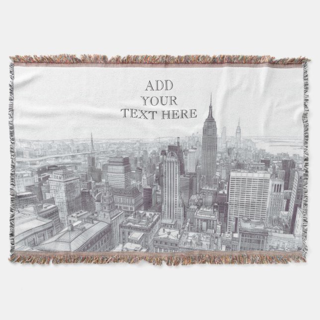 Ritning av New York City Landskaps Anpassad Filt (Framsidan)