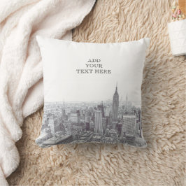 Ritning av New York City Landskaps Anpassad Kudde
