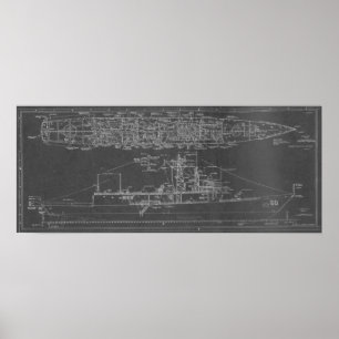 Ritning av USS Rodney M. Davis FFG-60 Poster