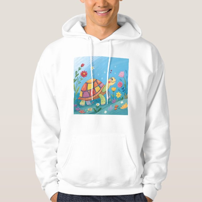 Ritning Baby Sköldpadda Hoodie (Framsida)