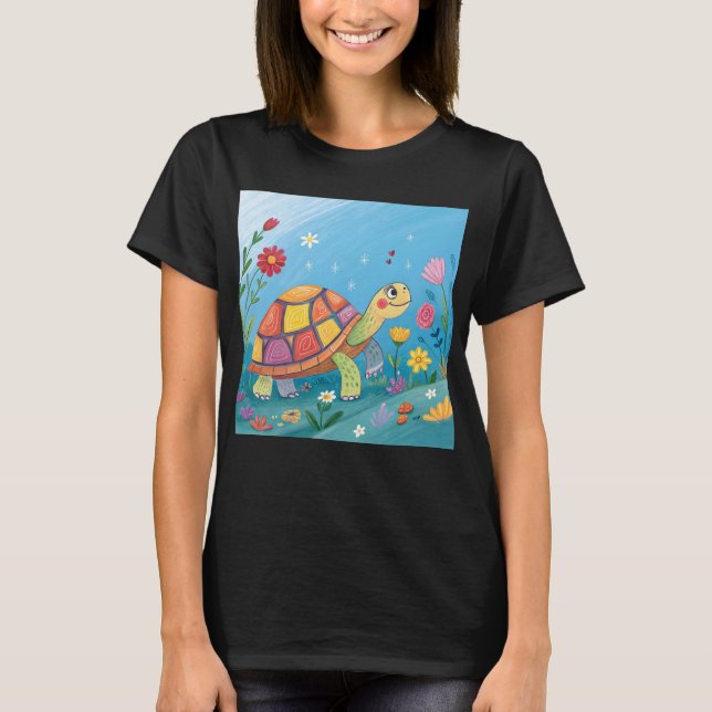 Ritning Baby Sköldpadda T Shirt (Framsida)