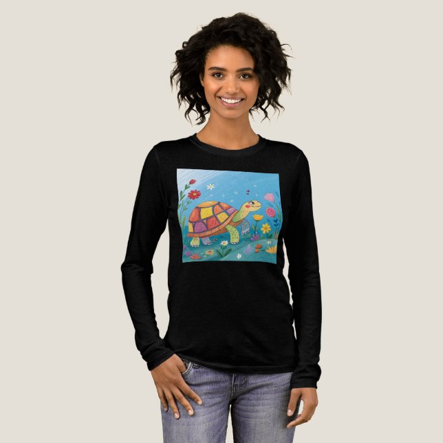 Ritning Baby Sköldpadda T Shirt (Hel framsida)