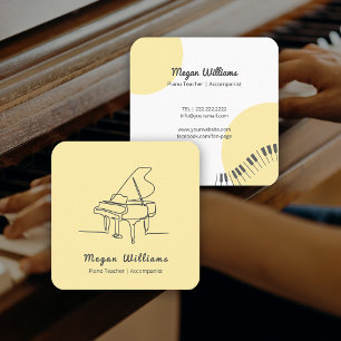 Ritning Flygel Pianolärare Musiklektion Fyrkantigt Visitkort