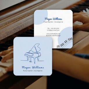 Ritning Flygel Pianolärare Musiklektion Fyrkantigt Visitkort