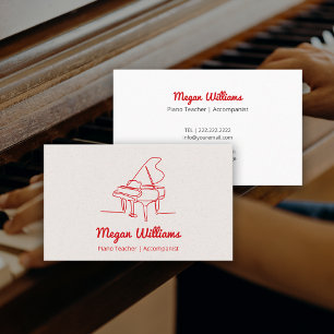 Ritning Flygel Pianolärare Musiklektion Visitkort