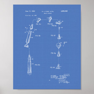 Ritning för konst för utrymmekapsel 1963 poster