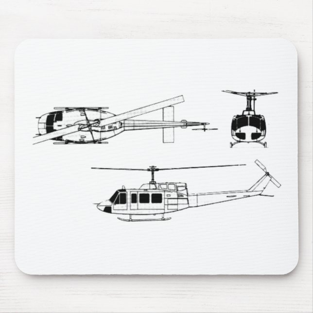 Ritning för UH1 Huey (Iriquois) Musmatta (Framsidan)