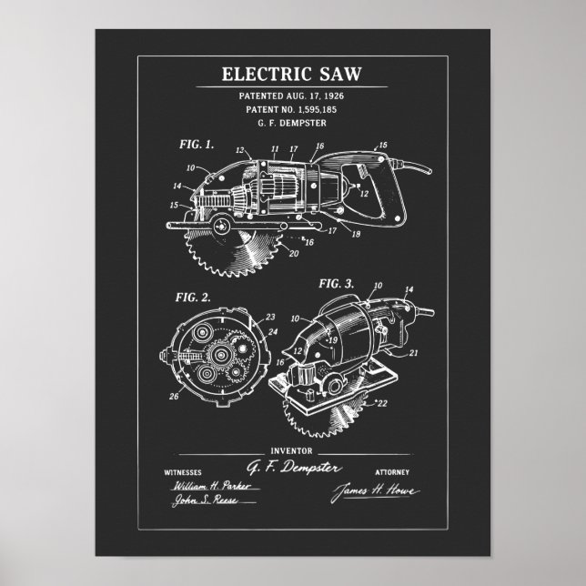 Ritning på elektrisk såg poster (Framsidan)