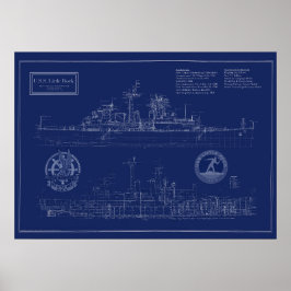 Ritning på kryssaren USS Little Rock CLG-4 Poster