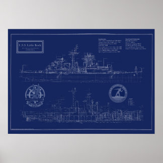 Ritning på kryssaren USS Little Rock CLG-4 Poster