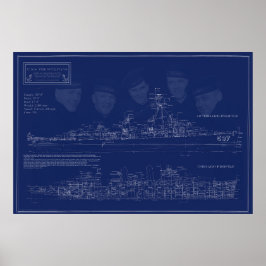 Ritning på USS The Sullivans DD-537 Poster