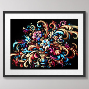 Ritning Pastell Abstrakt Blommig Flourish Poster