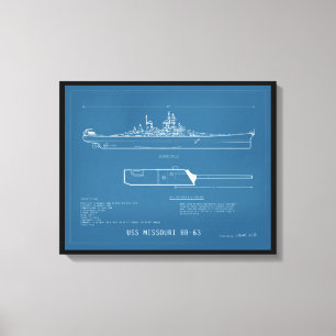 Ritning USS Missouri BB-63 Canvastryck