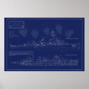 Ritningar på USS The Sullivans Poster