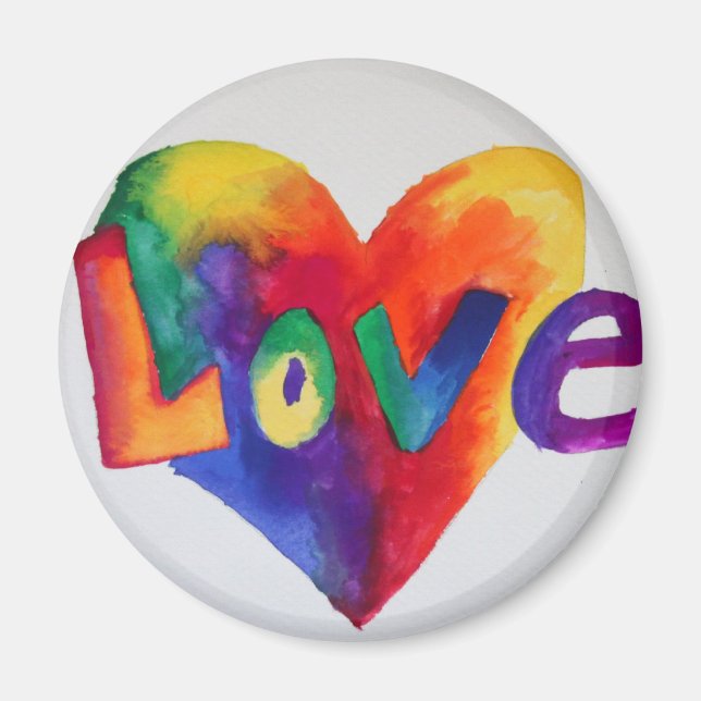Ritstiftsmålning för Rainbow Kärlek Ord Magnet- Magnet (Framsidan)