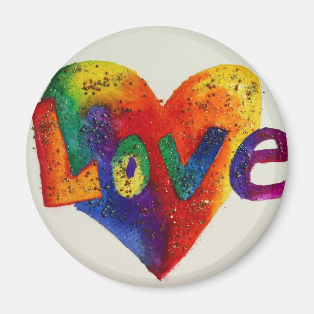 Ritstiftsmålning för Rainbow Kärlek Ord Magnet- Magnet (Framsidan)