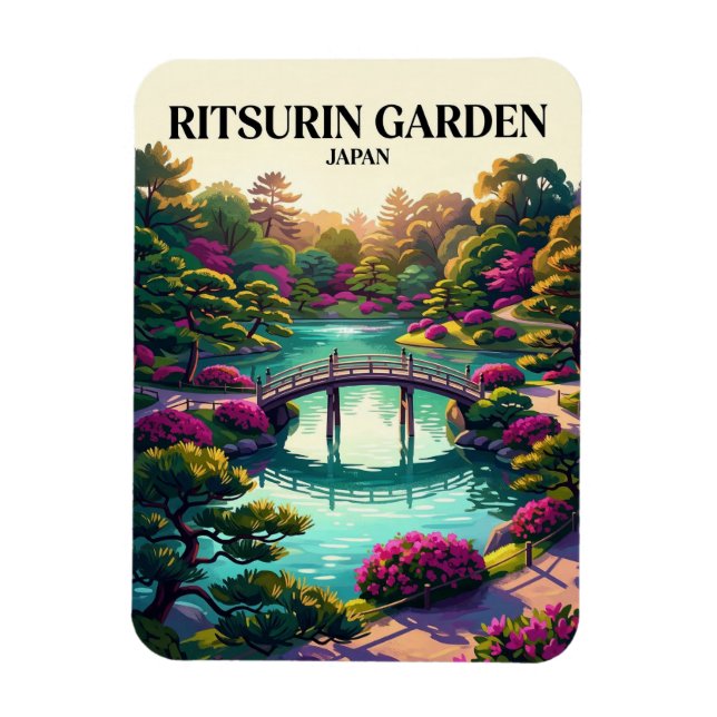 Ritsurin-trädgården Japan Magnet (Vertikal)