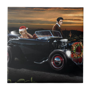 Ritt för Marilyn och Elvis julglädje Kakelplatta