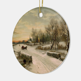 Ritt för Sleigh för vintagejulmorgon Julgransprydnad Keramik
