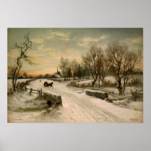 Ritt för Sleigh för vintagejulmorgon Poster