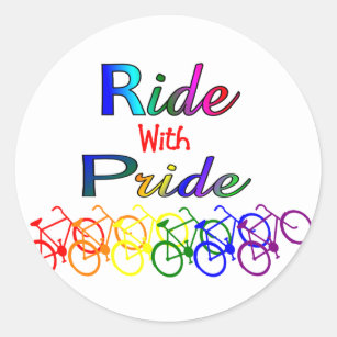 Ritt med glada lesbiska cyklistgåvor för pride runt klistermärke