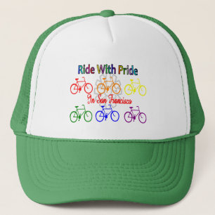 ritt med pride SF--Glad lesbisk cyklist Keps