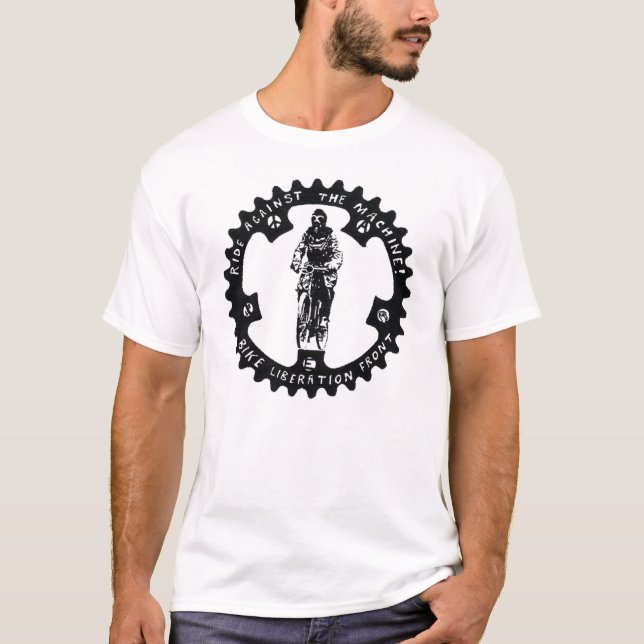 RITTEN MOT MACHINE--BIKEBEFRIELSEN BEKLÄR TEE SHIRT (Framsida)