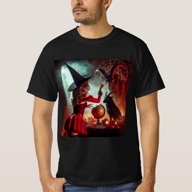 Ritual de la Oscuridad: La Bruja y el Baphomet T Shirt (Framsida)