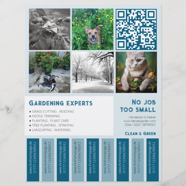 Riv av fyrkantiga bilder Trädgårdsskötsel Reklamblad (Framsidan)