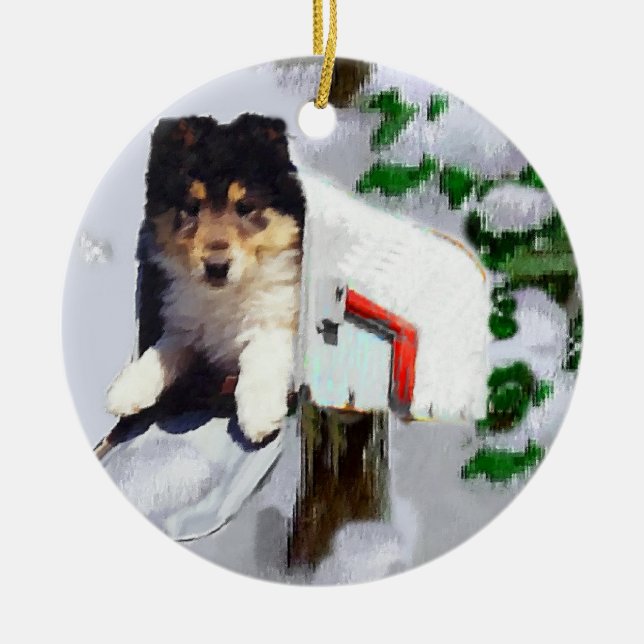 Riv Collie Puppy-julklappar Ornament (Framsidan)