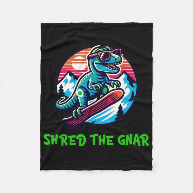 Riv Gnar Roligt Snowboard Dinosaurie T-rex W Fleecefilt (Framsidan)