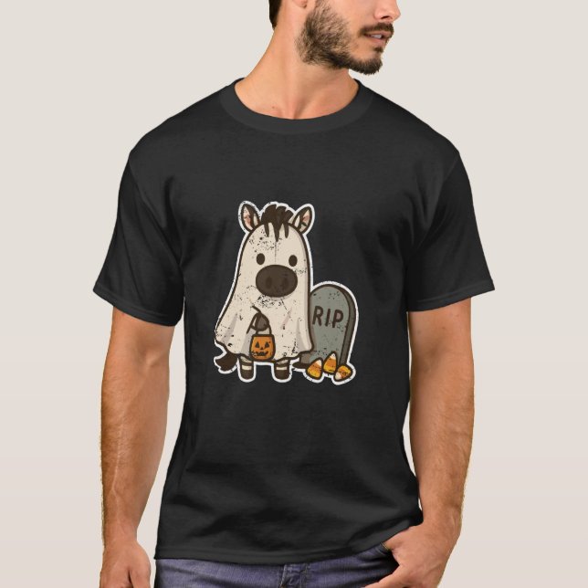 Riv Häst Ghost med Gravsten T Shirt (Framsida)