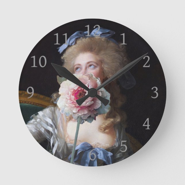Riv med Rosa Peony Rund Klocka (Framsida)