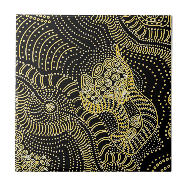 Riv över prickad linje - Aboriginell grafik Kakelplatta (Framsidan)