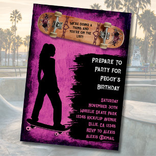 Riv som en tjej Skridskoåkare Födelsedagsinbjudnin Inbjudningar