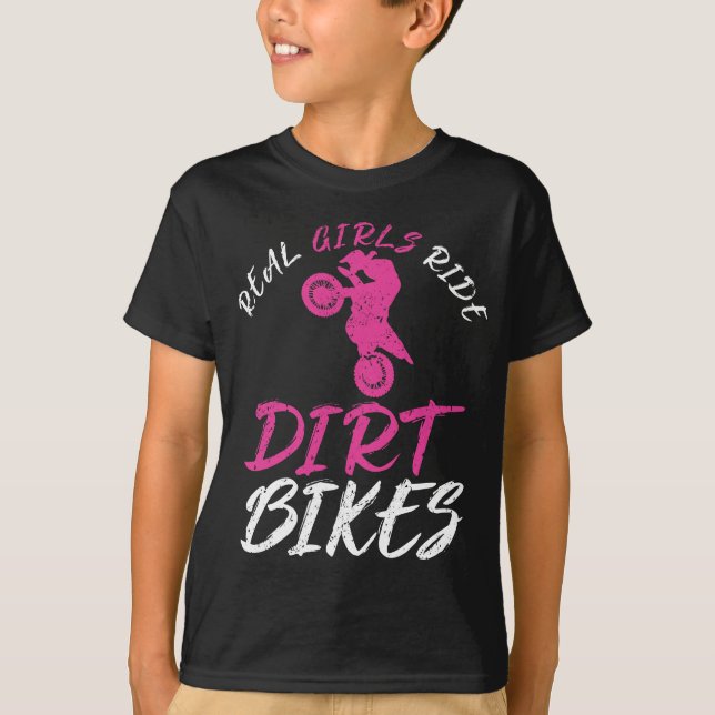 Riva flickor Ride Dirt Bikes Motorcycle Motocross T Shirt (Framsida)