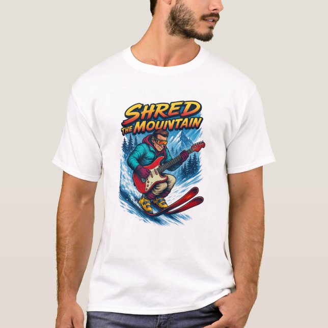 Riva på båda sätt Skidåkning och spela gitarr T Shirt (Framsida)
