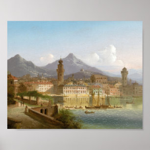 Riva på Sjö Garda Johann Wilhelm Jankowsky Poster