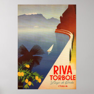 Riva Torbole, Lago de Garda Italien Vintage resor Poster
