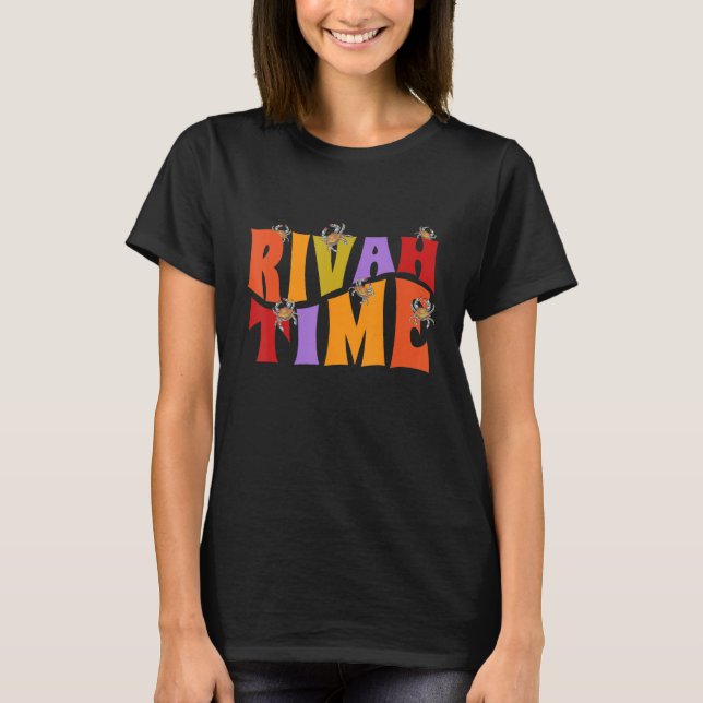 Rivah Time Retro Hippie Style With Blue Crab T Shirt (Framsida)