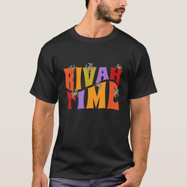 Rivah Time Retro Hippie Style With Blue Crab T Shirt (Framsida)
