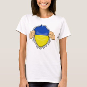 Riven skjorta med ukrainska flaggan inuti t shirt