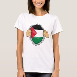 Riven skjorta Palestinska flaggan inuti T Shirt