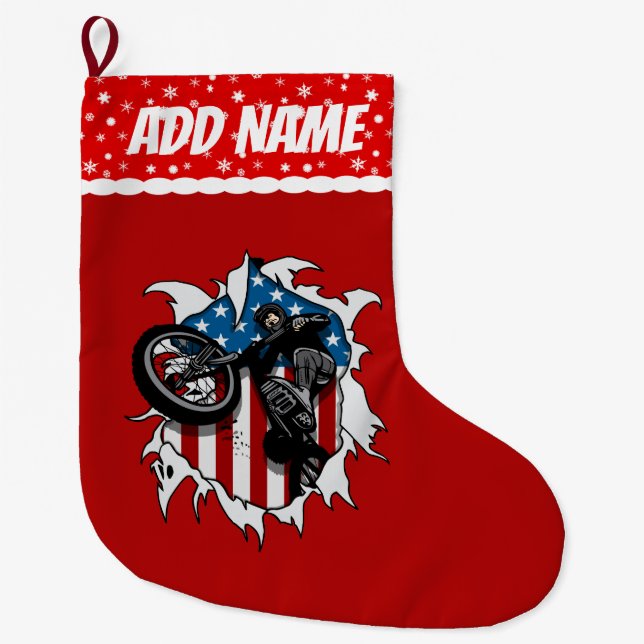 Riven sönder BMX-cykel Stor Julstrumpa (Framsidan)