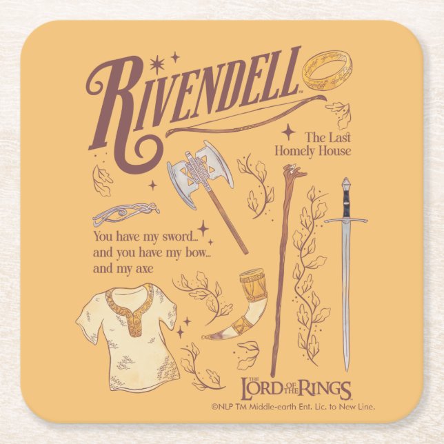 RIVENDELL™ Akvarell Collage Grafik Underlägg Papper Kvadrat (Framsidan)