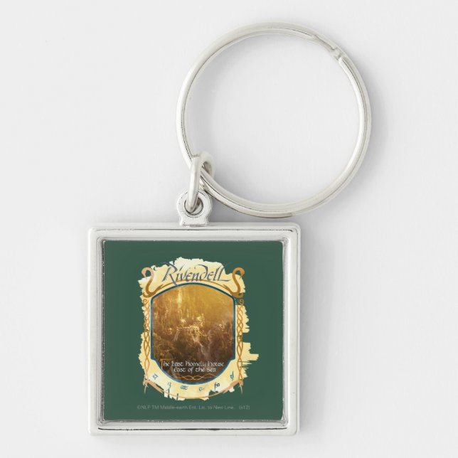 Rivendell Graphic Fyrkantig Silverfärgad Nyckelring (Framsidan)