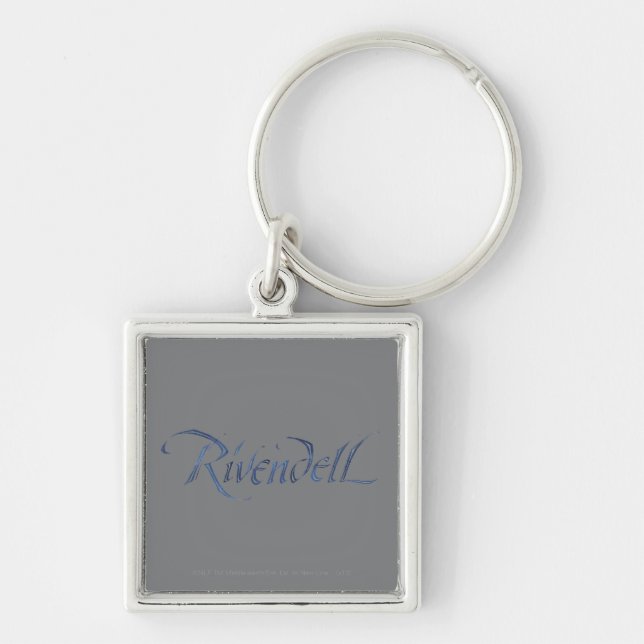 Rivendell Namn Textured Fyrkantig Silverfärgad Nyckelring (Framsidan)