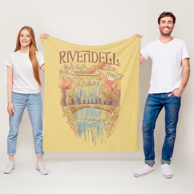 RIVENDELL™ Sällskapet Vattenfärg Illustration Fleecefilt (På plats)