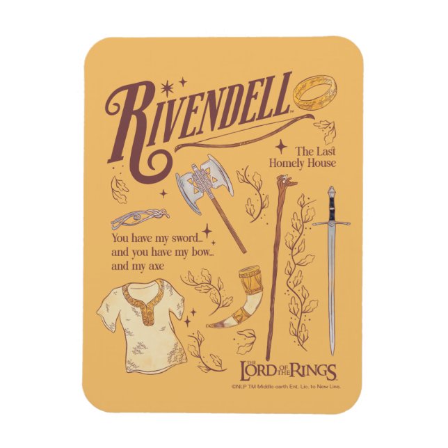 RIVENDELL™ Vattenfärgskollagegrafik Magnet (Vertikal)