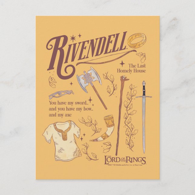 RIVENDELL™ Watercolor Collage Graphic Vykort (Framsida)